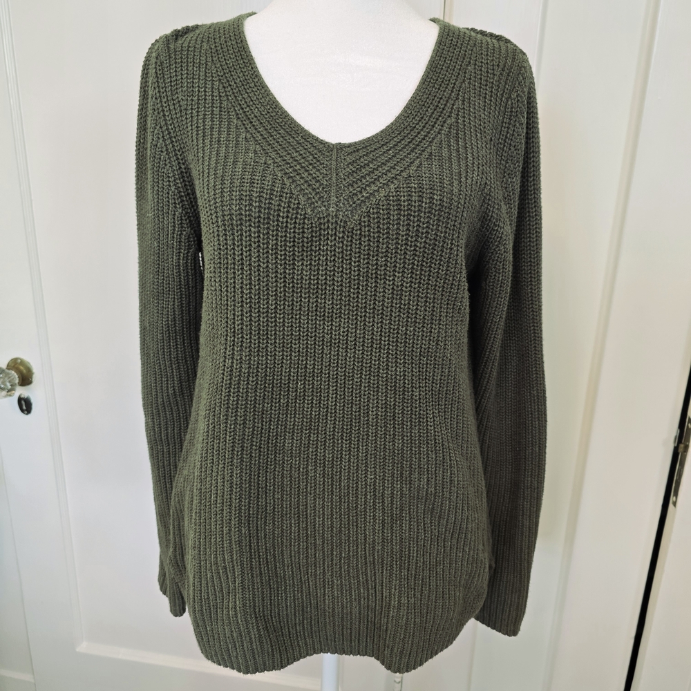 L.L. Bean Green Women's V-Neck Sweater Size S